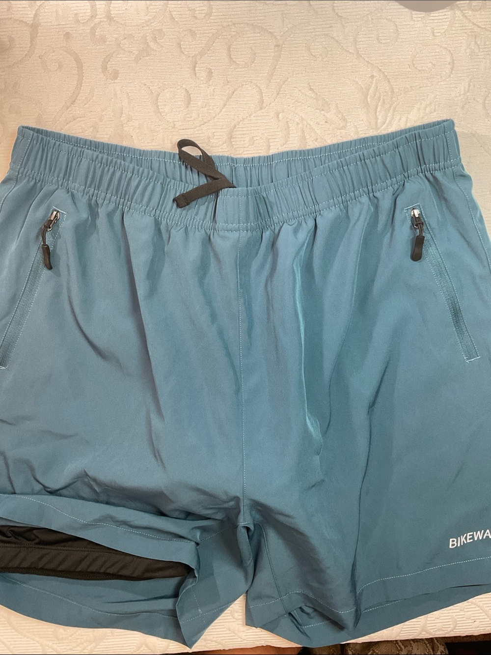 Men's Bikewa Cycling shorts with inner short and padding Teal Blue. XL - Picture 3 of 10